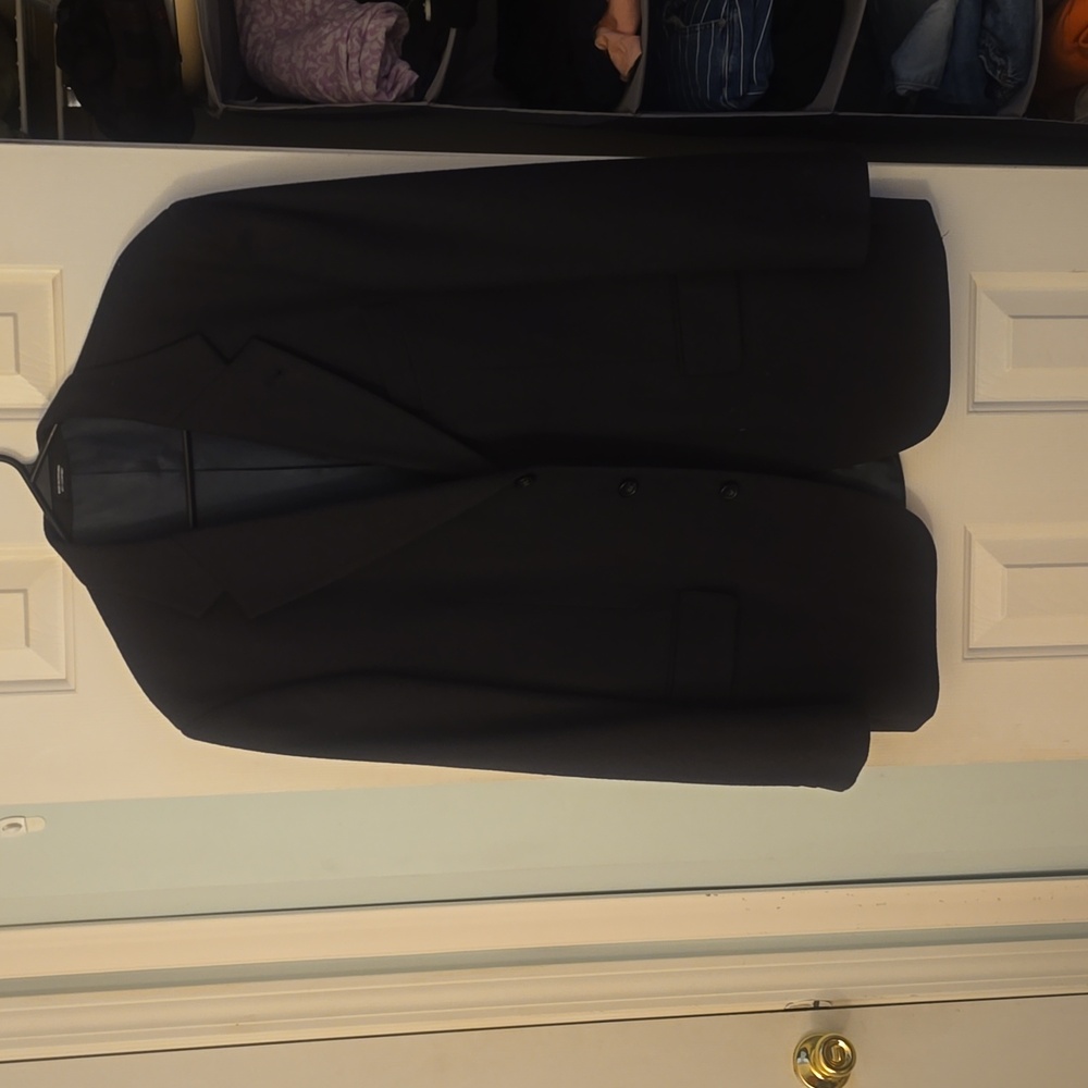 Oscar De La Renta Wool Cashmere Navy Blue Sport Coat Blazer Size 42R